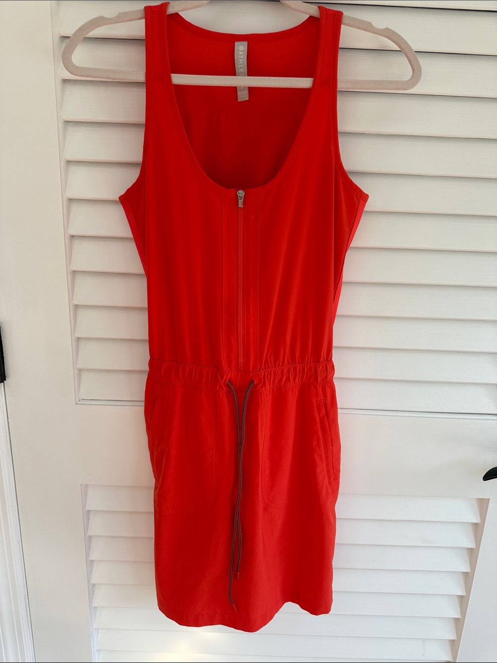 Athleta Bright Red Zip-Front Athletic Dress